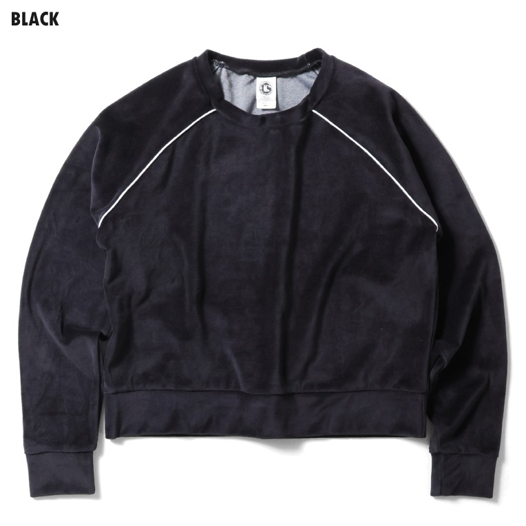 US BLANKS / ユーエスブランクス  U-US538 WOMEN'S VELOUR CROP LONG SLEEVE / ウィメンズベロアクロップ丈長袖スウェット-全4色-
