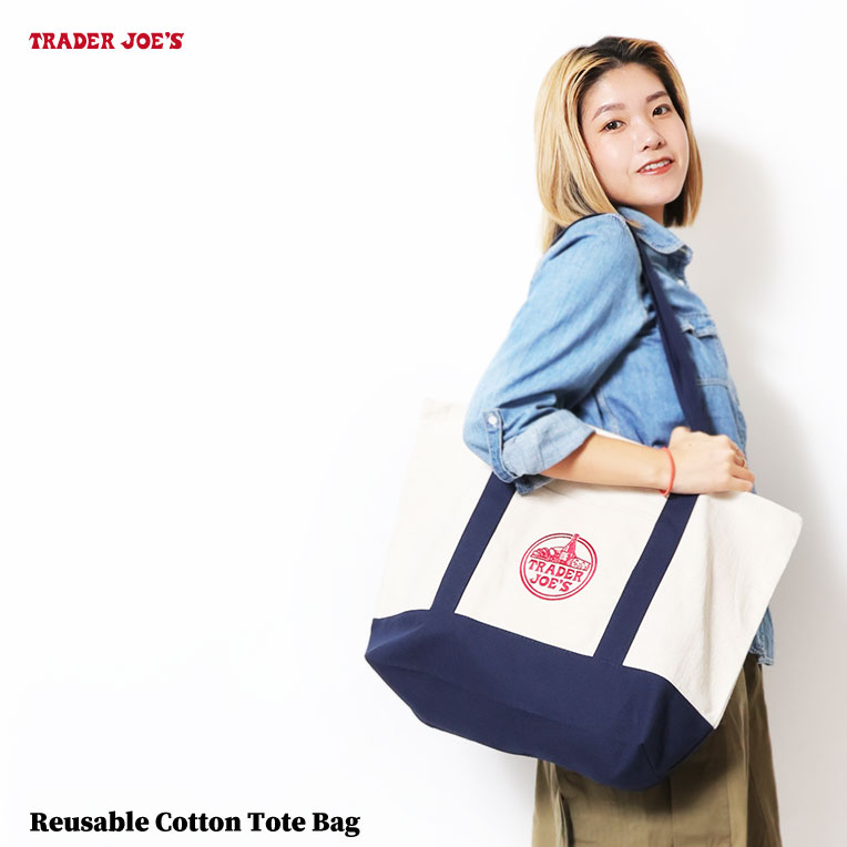 TRADER JOE'S / トレーダージョーズ  TJ2101 REUSABLE COTTON TOTE BAG / トートバッグ -全1色- 