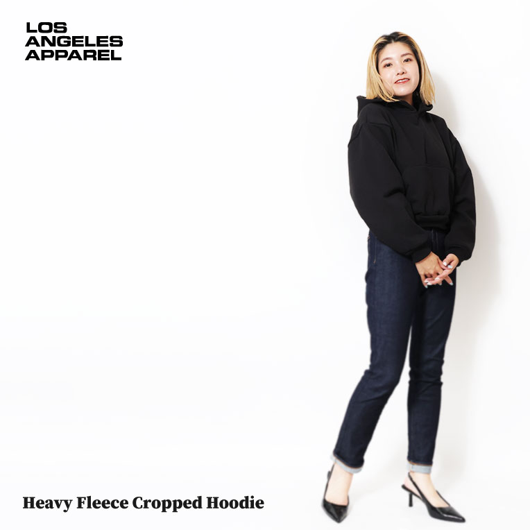 LOS ANGELES APPAREL / ロサンゼルスアパレル L-HF19 HEAVY FLEECE CROPPED HOODIE / ヘビーフリースクロップ丈フーディ -全3色-