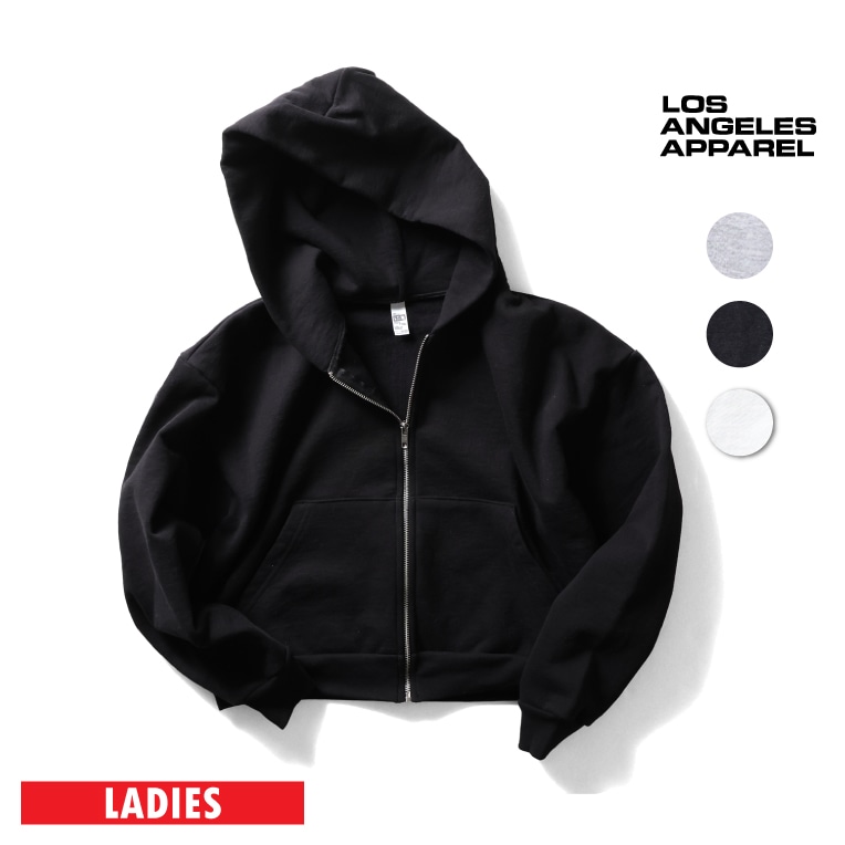 LOS ANGELES APPAREL / ロサンゼルスアパレル L-HF16 HEAVY FLEECE CROPPED ZIP UP / ヘビーフリースクロップ丈ジップアップパーカー -全3色- 