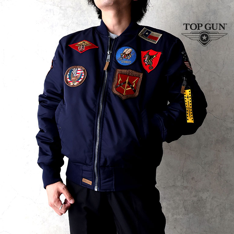 TOP GUN / トップガン TOPGUN001 TOP GUN MA-1 NYLON BOMBER JACKET WITH PATCHES / MA-1パッチナイロンボンバージャケット -全1色-