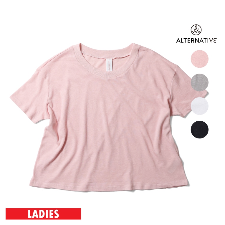 ALTERNATIVE / オルタナティブ A-5114 WOMEN'S VINTAGE JERSEY HEADLINER CROP TEE / ウィメンズヴィンテージクロップTシャツ -全4色-