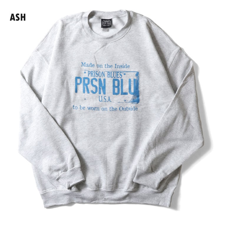 PRISON BLUES / プリズンブルース PRBS330 USA PLATE CREW NECK SWEAT SHIRT / プレートロゴプリントクルーネックスウェットシャツ  -全3色- 