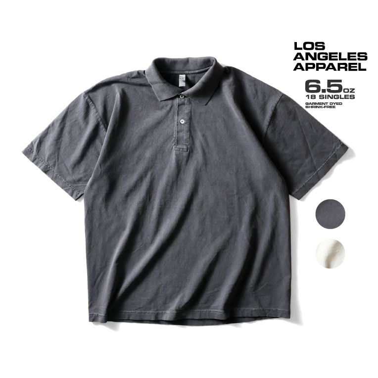 LOS ANGELES APPAREL / ロサンゼルスアパレル L-18412GD 18/1 SHORT SLEEVE POLO T-SHIRT / 半袖ポロシャツ -全2色- 