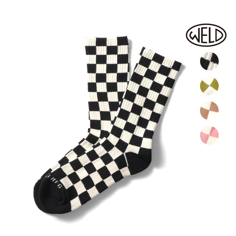 WELD / ウェルド WELD13 CHECKERBOARD CREW SOCKS / チェッカーボードクルーソックス -全4色-