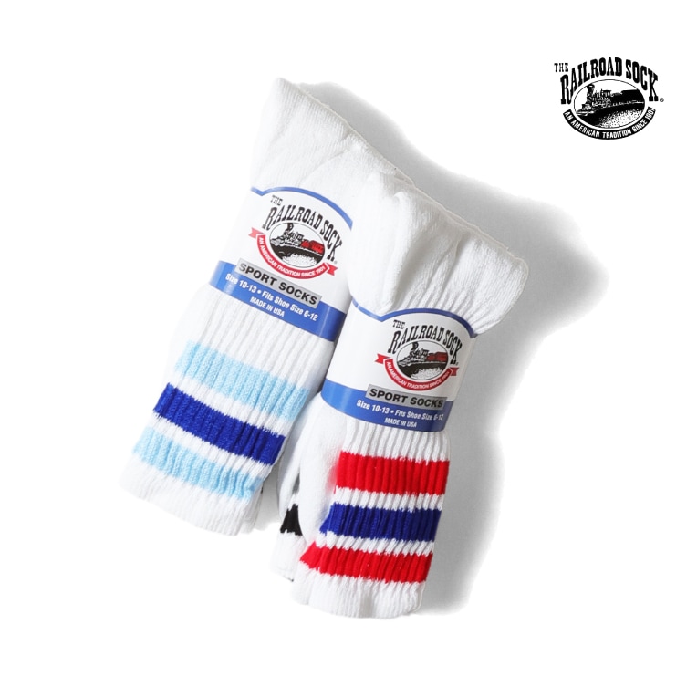 THE RAILROAD SOCK / レイルロードソックス R-1570S MEN'S AMERICANA STRIPED CREW SOCKS / メンズアメリカーナストライプクルーソックス -全2色- 