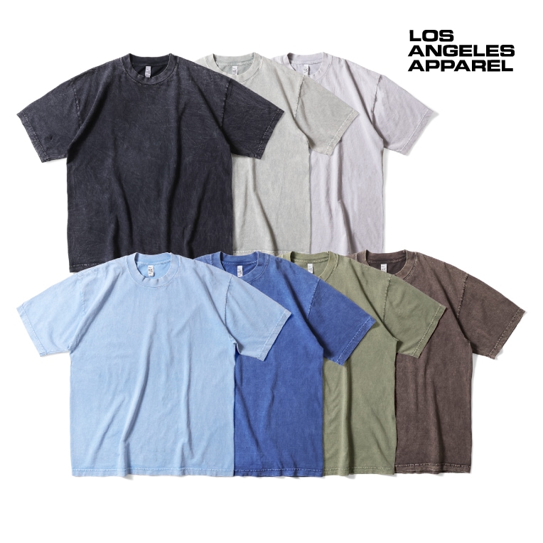 LOS ANGELES APPAREL / ロサンゼルスアパレル L-1801MW S/S MINERAL WASH CREW 6.5oz / ミネラルウォッシュクルー半袖Tシャツ -全7色-