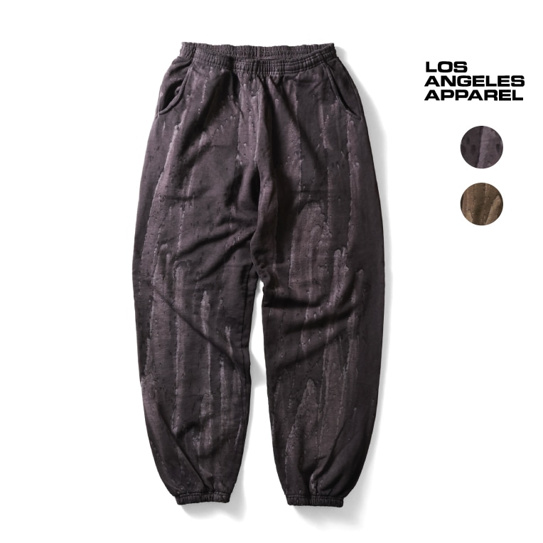 LOS ANGELES APPAREL / ロサンゼルスアパレル L-HF04DD 14oz FLEECE SWEATPANT DRIP DYE / フリーススウェットパンツドリップダイ -全2色- 