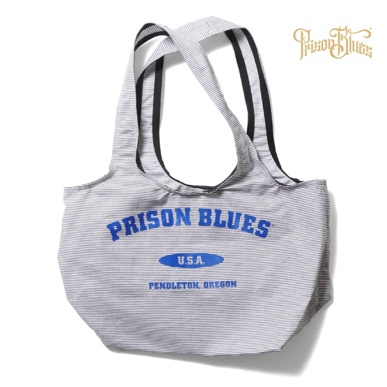 PRISON BLUES / プリズンブルース PRBS52411H GROCERY BAG HICKORY VERSITY LOGO / グロサリー バッグ バーシティロゴ - ヒッコリー -
