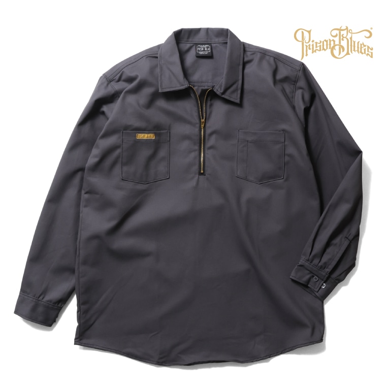 PRISON BLUES / プリズンブルース PRBS2532 L/S WORK SHIRT FRONT ZIPPER / 長袖 ワークシャツ フロント ジッパー