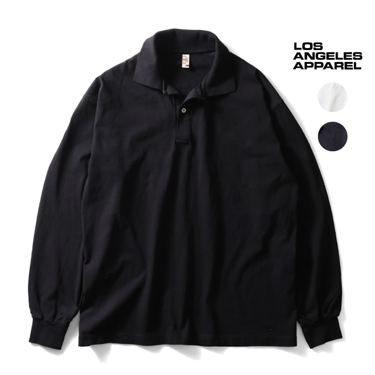 LOS ANGELES APPAREL / ロサンゼルスアパレル  L-18417GD LONG SLEEVE POLO T-SHIRT / 長袖ポロTEEシャツ-全2色- 