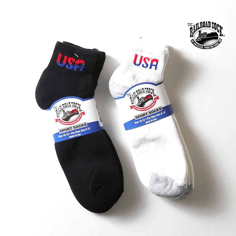 THE RAILROAD SOCK / レイルロードソックス R-USA-L LARGE PATRIOTIC USA QUARTER SOCCKS (3PAIR) / USAロゴ3ペアメンズソックス -全2色-