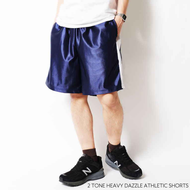 LOS ANGELES APPAREL / ロサンゼルスアパレル L-HD440 2 TONE HEAVY DAZZLE ATHLETIC SHORTS /  2トーンヘビーダズルアスレチックショーツ -全3色- メンズ レディース ハーフパンツ ショートパンツ 短パン バスパン 半ズボン スポーツ アメリカ製 無地 [L-HD440]
