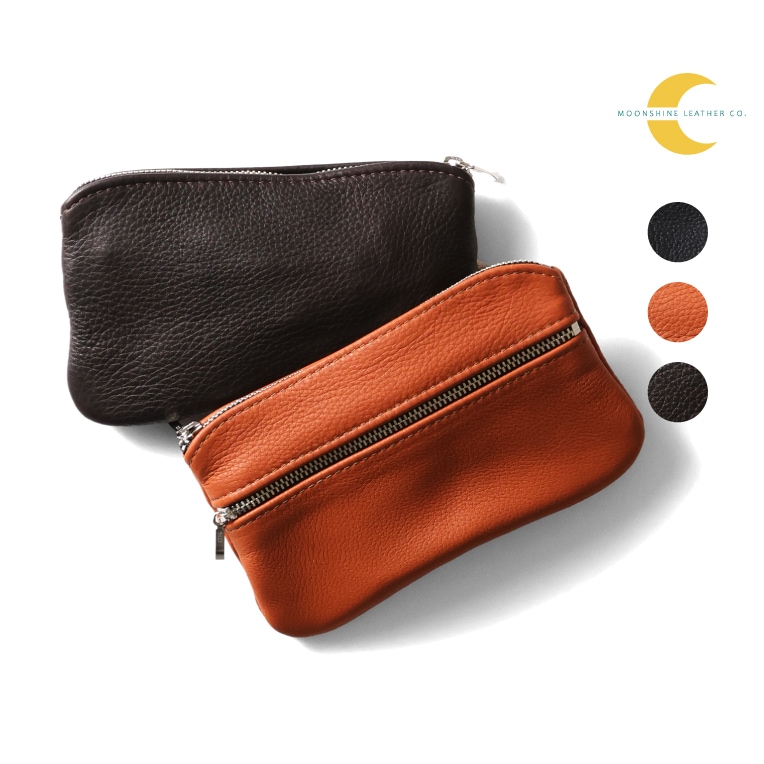 MOONSHINE LEATHER CO. / ムーンシャインレザーカンパニー MOON262 7-inch DOUBLE ZIPPERRED POUCH / 7インチダブルジップポーチ -全3色- 
