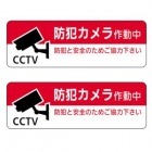 防犯ステッカー 2枚セット 小型サイズ 防犯カメラ作動中　レッド