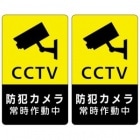 防犯ステッカー 2枚セット CCTV 縦長タイプ 黄色