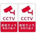 防犯ステッカー ２枚セット CCTV 縦長タイプ 赤色