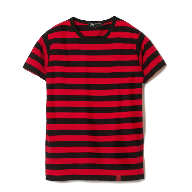 ボーダー（2.5cm幅）Tシャツ半袖｜『666』パンクロックファッションの通販