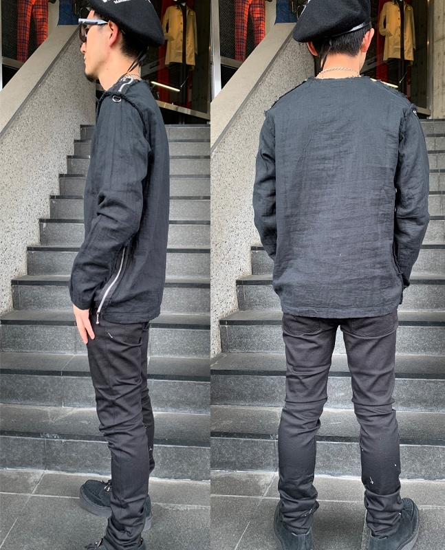 インサイドアウト ガーゼジップTシャツ長袖｜『666』パンクロック
