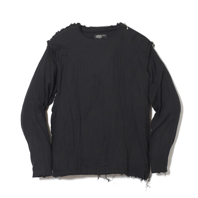 インサイドアウト ガーゼジップTシャツ長袖｜『666』パンクロック