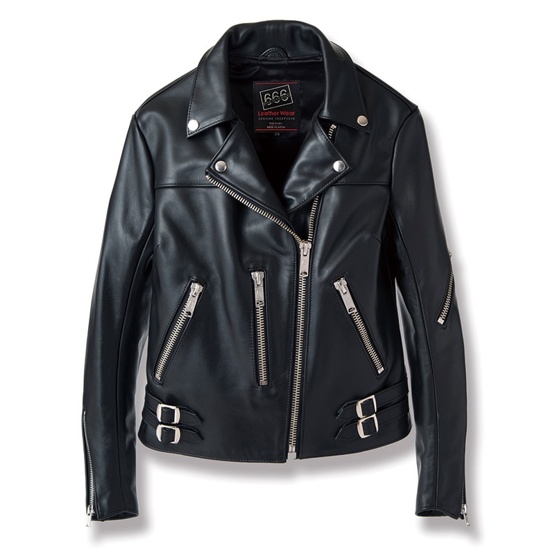 抽象画　POSITIVE FORCE ライダースジャケット LJW-6TF レディース タイトフィット 70'sパンクスタイル サイドベルト