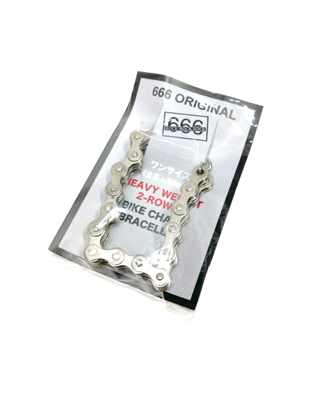 2連 ヘビーウェイト・バイクチェーン・ブレスレット｜『666』パン