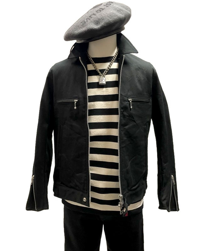 ストレッチ・コットンシングルライダースジャケット（タイトフィット