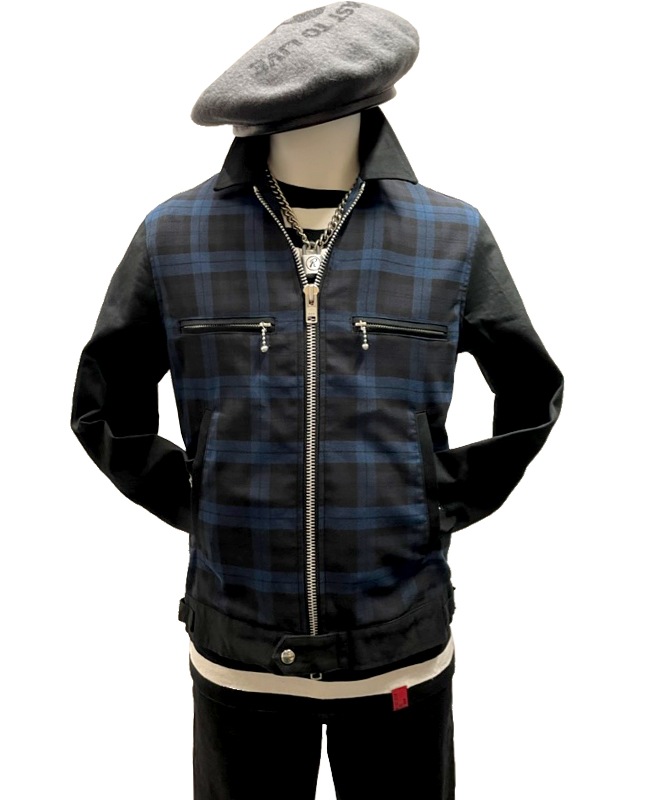 ストレッチ・コットンシングルライダースジャケット（タイトフィット