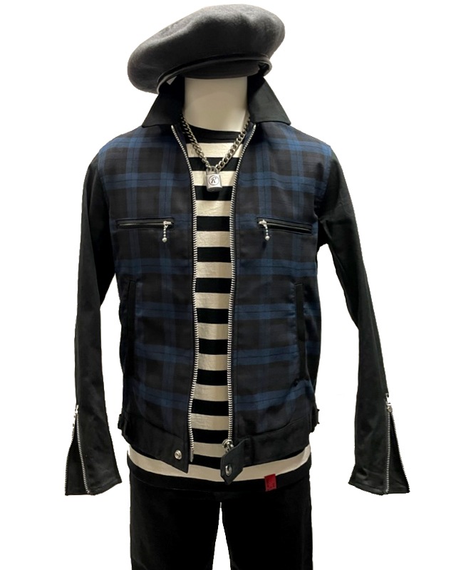 ストレッチ・コットンシングルライダースジャケット（タイトフィット