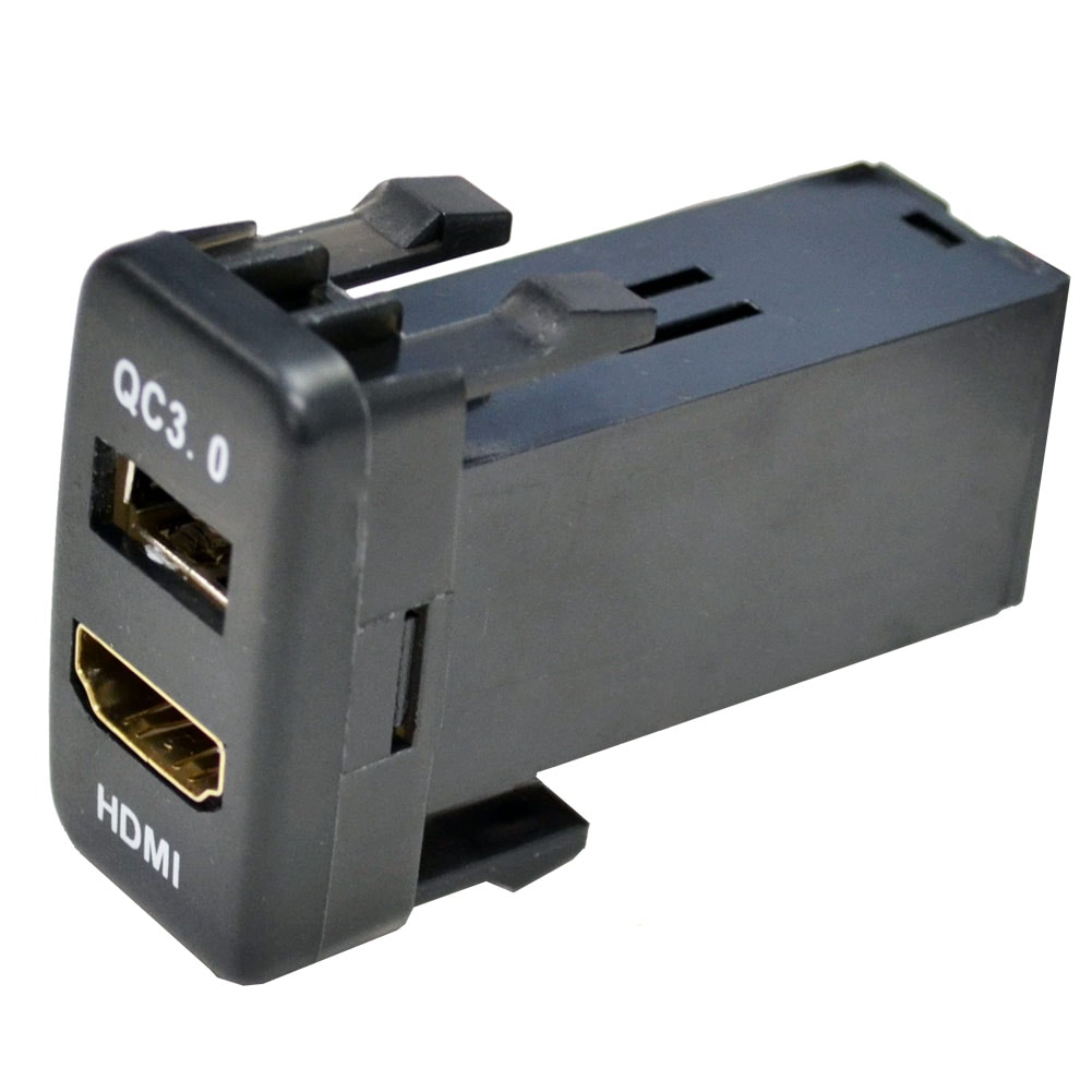 usb-to2-b Ver.2 (高さ約40mm) TOYOTA トヨタ車系 QC3.0 USB急速充電 & HDMI入力 カーUSBポート(増設 USB充電 電圧計 カスタム パーツ usbポート 