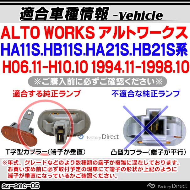 ll-sz-smc-cr05 クリアレンズ ALTO WORKS アルトワークス(HA11S.HB11S.HA21S.HB21S系 H06.11-H10.10 1994.11-1998.10)サイドマーカー ウインカーランプ ( カスタム パーツ led ウインカー ウィンカー ウインカーレンズ マーカー ランプ ) | □車種別LEDパーツ□,□車種別 ...