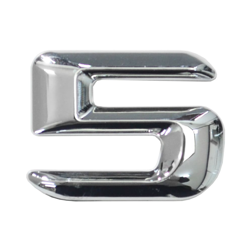  emb-bz23-5 (数字=5) アルファベット 3D クロームエンブレム ベンツ風フォント 両面テープ付 (カーアクセサリー カスタム パーツ 立体的 メッキパーツ ドレスアップ)|その他|■カ