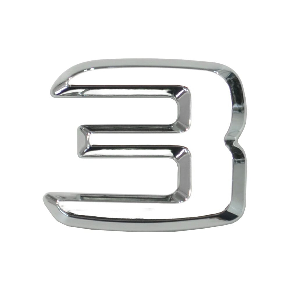  emb-bz25-3 (数字=3) アルファベット 3D クロームエンブレム ベンツ風フォント 両面テープ付 (カーアクセサリー カスタム パーツ 立体的 メッキパーツ ドレスアップ)|その他|■カ