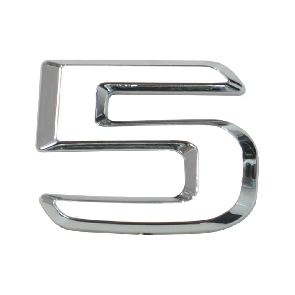  emb-bz25-5 (数字=5) アルファベット 3D クロームエンブレム ベンツ風フォント 両面テープ付 (カーアクセサリー カスタム パーツ 立体的 メッキパーツ ドレスアップ)|その他|■カ