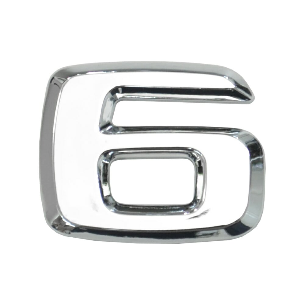  emb-bz25-6 (数字=6) アルファベット 3D クロームエンブレム ベンツ風フォント 両面テープ付 (カーアクセサリー カスタム パーツ 立体的 メッキパーツ ドレスアップ)|その他|■カ