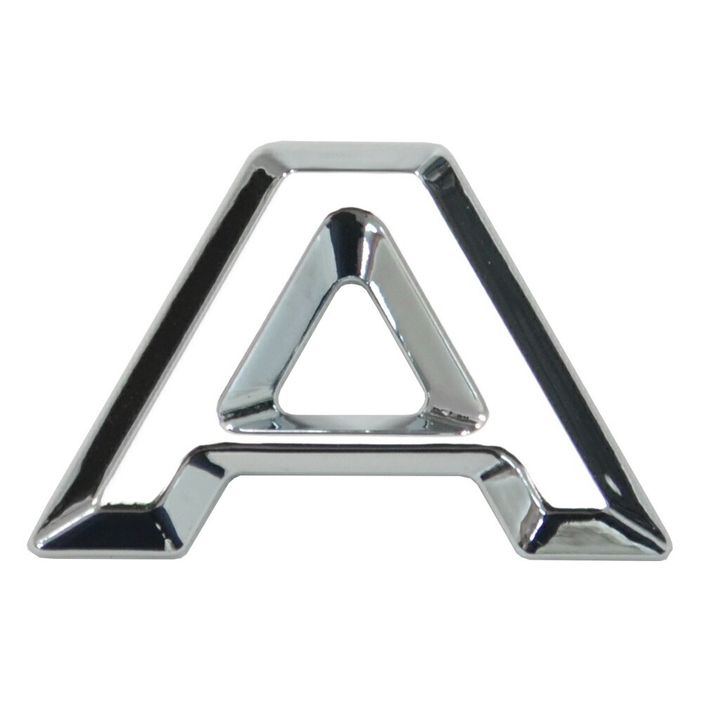  emb-bz25-a (英語=A) アルファベット 3D クロームエンブレム ベンツ風フォント 両面テープ付 (カーアクセサリー カスタム パーツ 立体的 メッキパーツ ドレスアップ)|その他|■カ