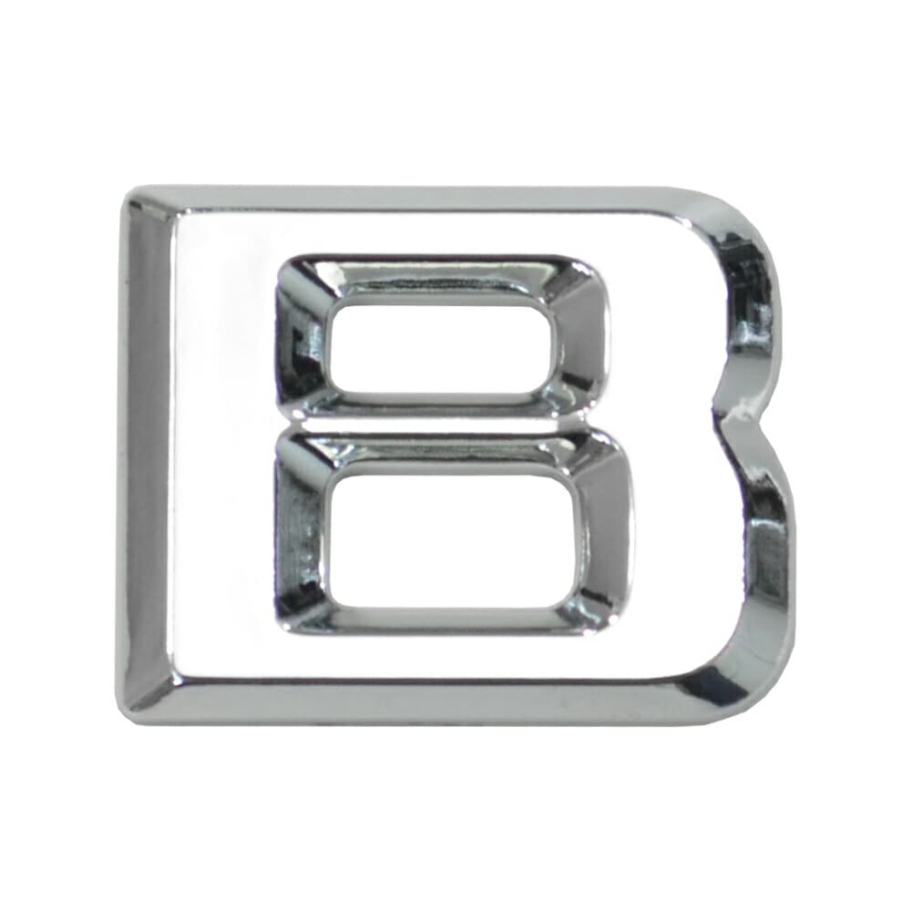  emb-bz25-b (英語=B) アルファベット 3D クロームエンブレム ベンツ風フォント 両面テープ付 (カーアクセサリー カスタム パーツ 立体的 メッキパーツ ドレスアップ)|その他|■カ