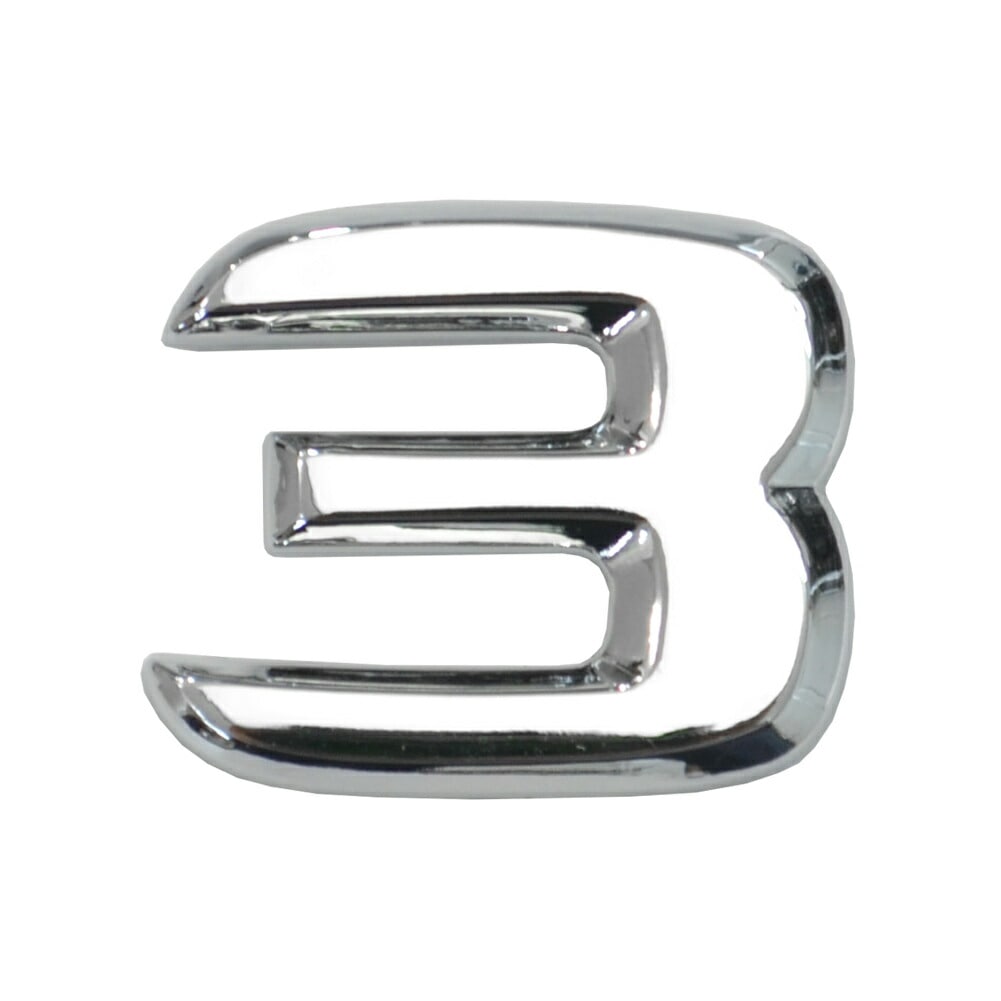  emb-bz28-3 (数字=3) アルファベット 3D クロームエンブレム ベンツ風フォント 両面テープ付 (カーアクセサリー カスタム パーツ 立体的 メッキパーツ ドレスアップ)|その他|■カ