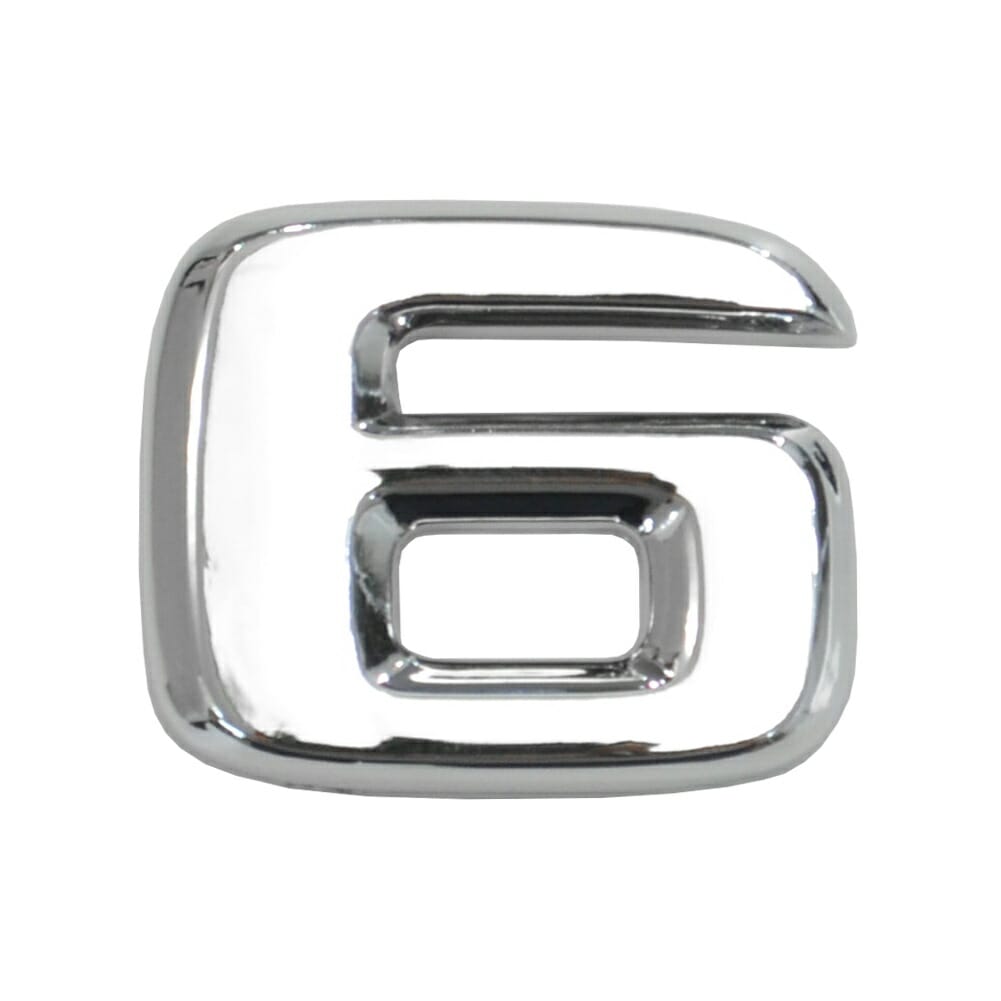  emb-bz28-6 (数字=6) アルファベット 3D クロームエンブレム ベンツ風フォント 両面テープ付 (カーアクセサリー カスタム パーツ 立体的 メッキパーツ ドレスアップ)|その他|■カ