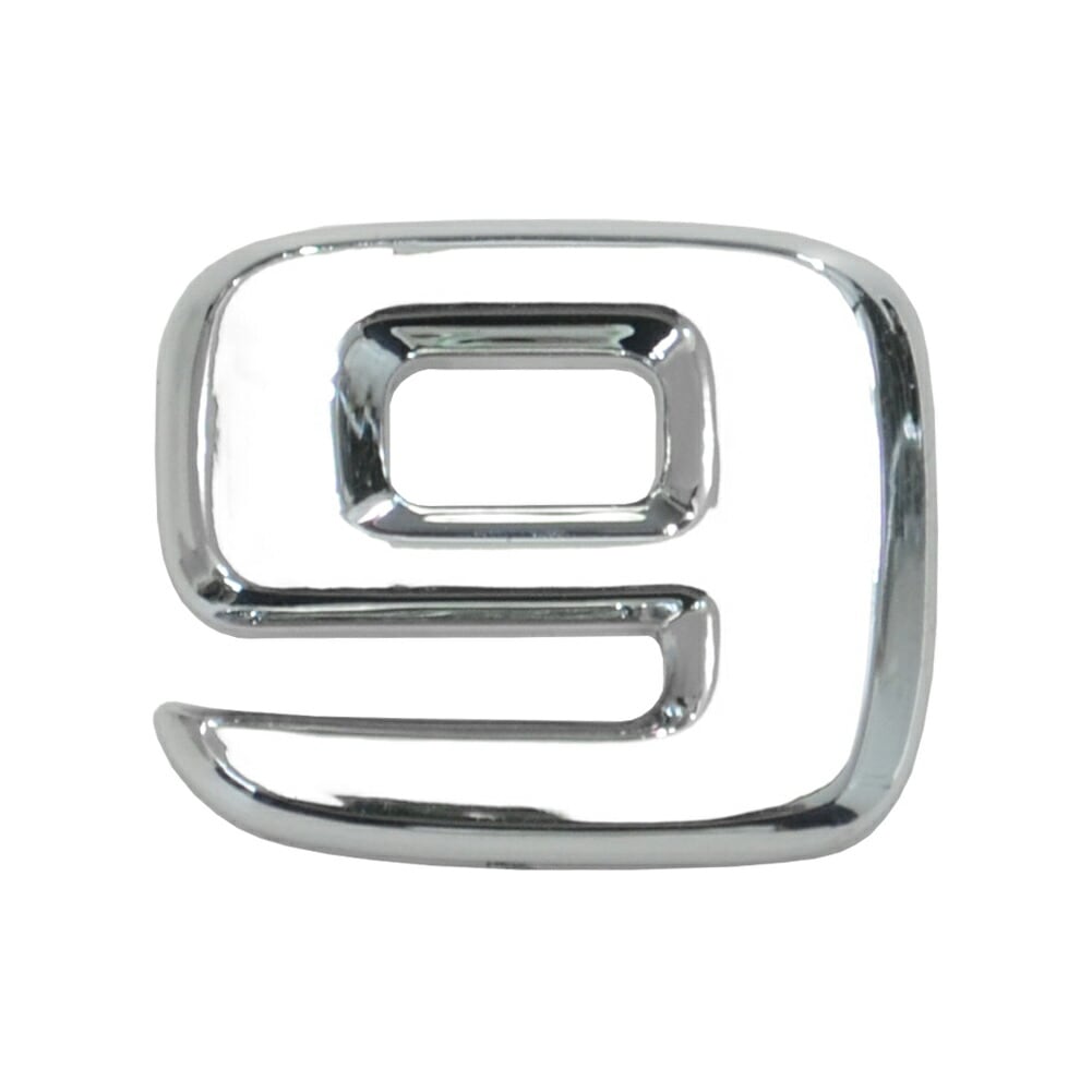  emb-bz28-9 (数字=9) アルファベット 3D クロームエンブレム ベンツ風フォント 両面テープ付 (カーアクセサリー カスタム パーツ 立体的 メッキパーツ ドレスアップ)|その他|■カ