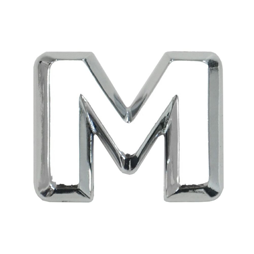  emb-bz28-m (英語=M) アルファベット 3D クロームエンブレム ベンツ風フォント 両面テープ付 (カーアクセサリー カスタム パーツ 立体的 メッキパーツ ドレスアップ)|その他|■カ