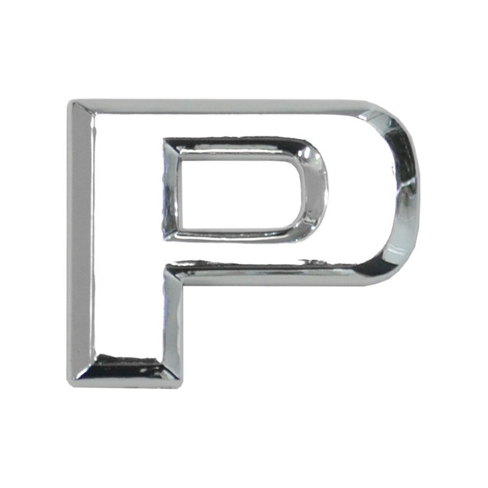  emb-bz28-p (英語=P) アルファベット 3D クロームエンブレム ベンツ風フォント 両面テープ付 (カーアクセサリー カスタム パーツ 立体的 メッキパーツ ドレスアップ)|その他|■カ