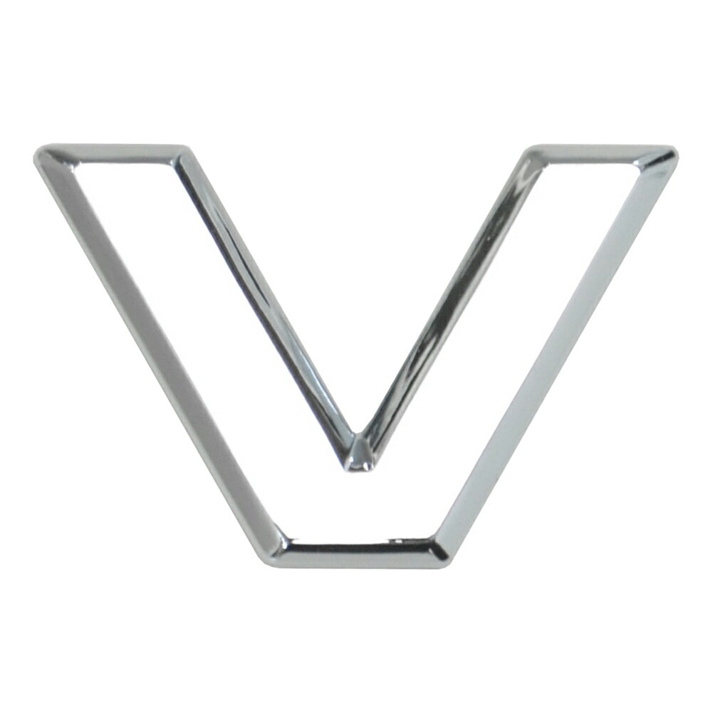  emb-bz28-v (英語=V) アルファベット 3D クロームエンブレム ベンツ風フォント 両面テープ付 (カーアクセサリー カスタム パーツ 立体的 メッキパーツ ドレスアップ)|その他|■カ