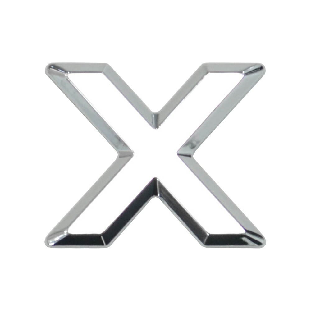  emb-bz28-x (英語=X) アルファベット 3D クロームエンブレム ベンツ風フォント 両面テープ付 (カーアクセサリー カスタム パーツ 立体的 メッキパーツ ドレスアップ)|その他|■カ