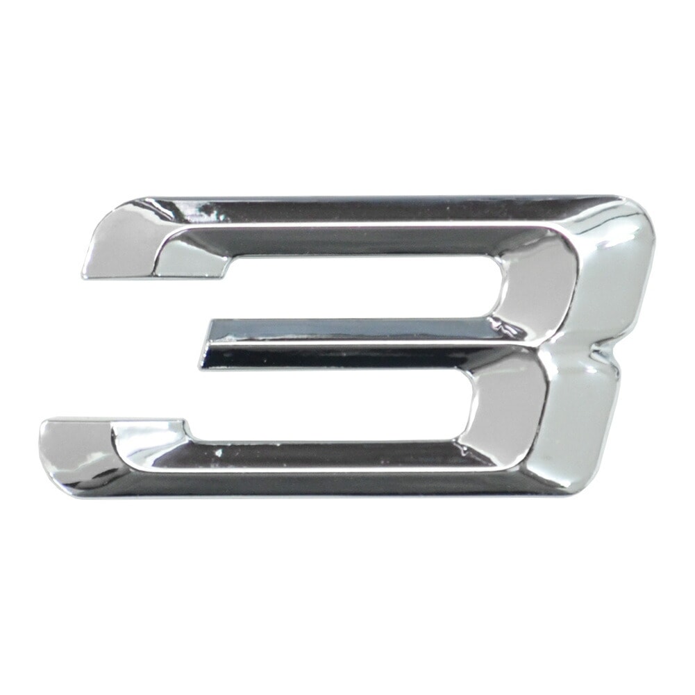  emb-bw100-3 (数字=3) アルファベット 3D クロームエンブレム BMW風フォント 高さ21mm 両面テープ付 (カーアクセサリー カスタム パーツ 立体的 ステッカー カーエンブレム