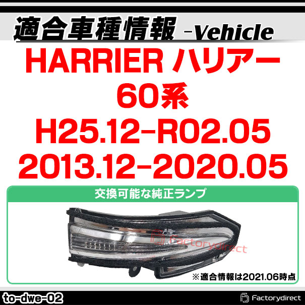 ll-to-dwe-cr02 (�������󥷥������ ���ꥢ�����) HARRIER �ϥꥢ�� (60�� H25.12-R02.05 2013.12-2020.05) TOYOTA �ȥ西 LED�ɥ��ߥ顼�����󥫡����� (�� �����ɥߥ顼 ������ ή��륦���󥫡� �����󥫡���� �����ɥ����󥫡� �������󥷥����)