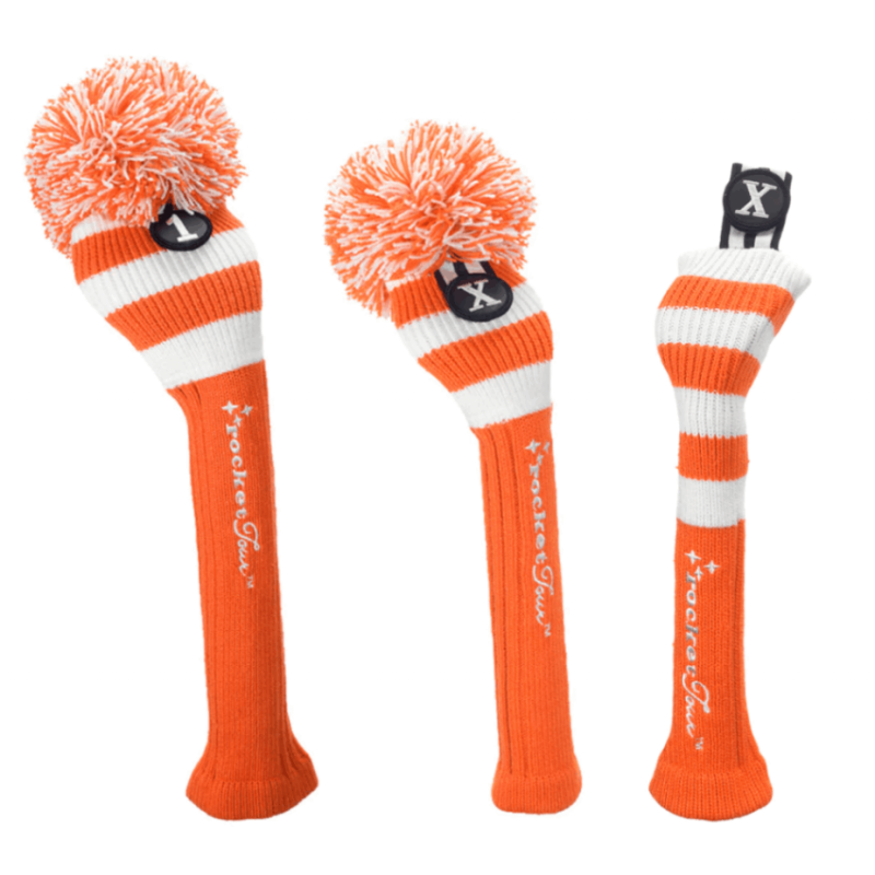 Rocket Tour | Rugby Stripe Pom Pom Headcover - Orange/White