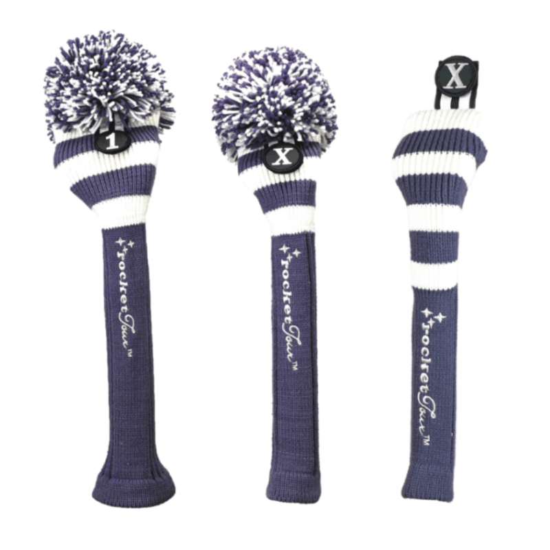 Rocket Tour | Rugby Stripe Pom Pom Headcover - Purple/White