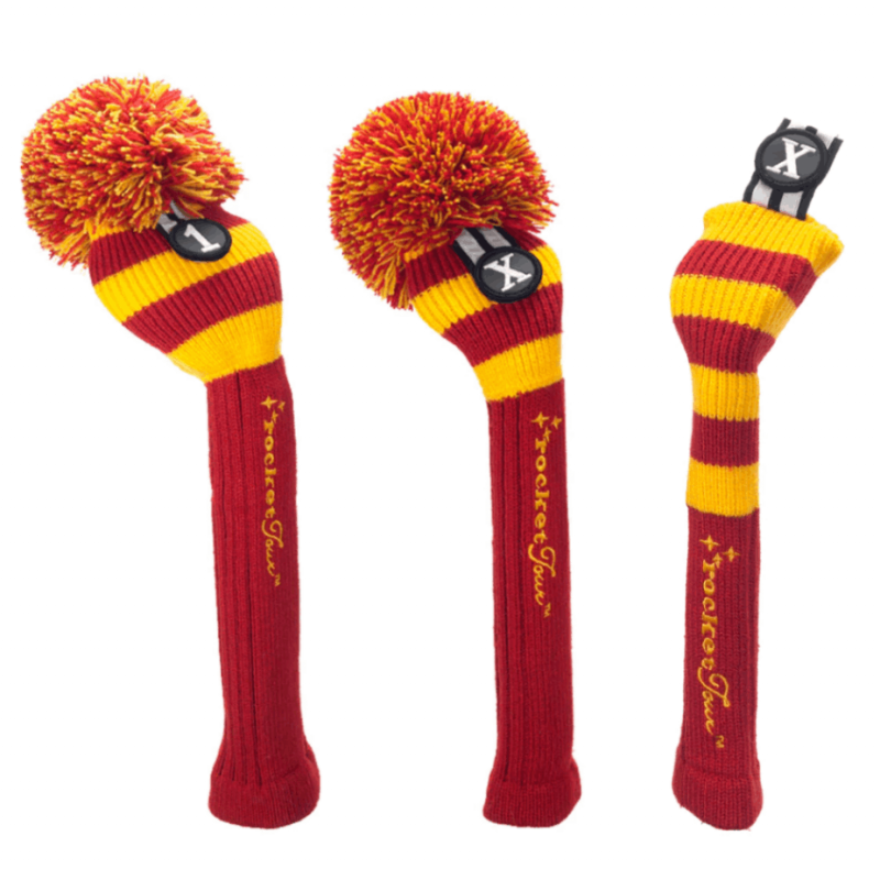 Rocket Tour | Rugby Stripe Pom Pom Headcover - Red/Yellow