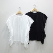 SALE50%OFF◆PaulineBleu(ポリーヌブルー)【両サイドレースギャザー半袖TOPS】16026◆火曜日以外即日発送◆
